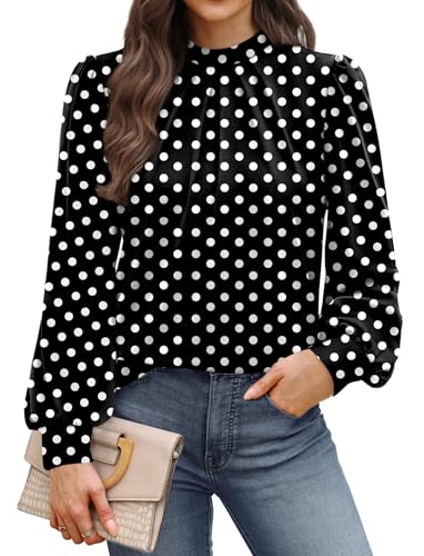 Fall Clothes for Women 2026 Winter Clothing Blouses Dressy Casual Tops for Teachers Fall Outfits for Women Spring Break Essentials Plus Size Black Polka Dot 2XL (04 - Black Polka Dot / XX-Large)