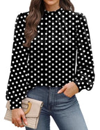 Fall Clothes for Women 2026 Winter Clothing Blouses Dressy Casual Womens Tops for Teachers Fall Outfits for Women Plus Size Black Polka Dot XL (04 - Black Polka Dot / X-Large)