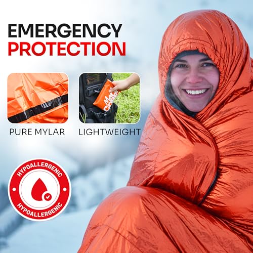 Emergency Sleeping Bag Mylar Thermal Bivy Survival Gear & Supplies Foil ([1 Pack])