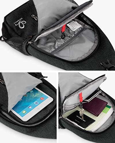 Crossbody Sling Backpack Sling Bag Travel Hiking Daypack (Z-hemp Black / Small)