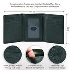 Leather Trifold Wallets For Men with ID and RFID Blocking Crafted with Buffalo Top Grain Cowhide Premium Leather (Wild Buffalo Meadow - Green)
