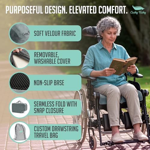 Premium Foldable Wheelchair Cushion (Grey / Wheelchair)