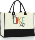 Lake Life Tote Bag for Women Waterproof Personalized Beach Bag Canvas Bag Funny by HODREU