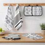 Grey Floral Kitchen Decor Set (Gray Rose)