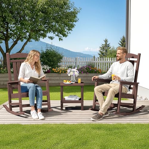 Outdoor Rocking Chair Set of 2 (Coffee / 2 Packs)