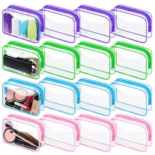16 Packs Clear Makeup Bag Bulk (16pcs Multicolored-M)