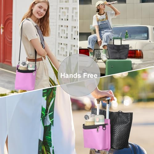 Luggage Travel Cup Holder with Luggage Straps (Pink)