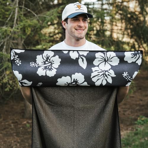 Athletic Running Towel (Flex on the Beach - Black W/ Snaps)
