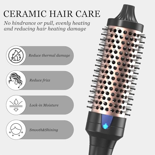 1 1 2" Ceramic Ionic Heated Round Brush for Blowout Look & Volume Curls (Black / 1.5 Inch)