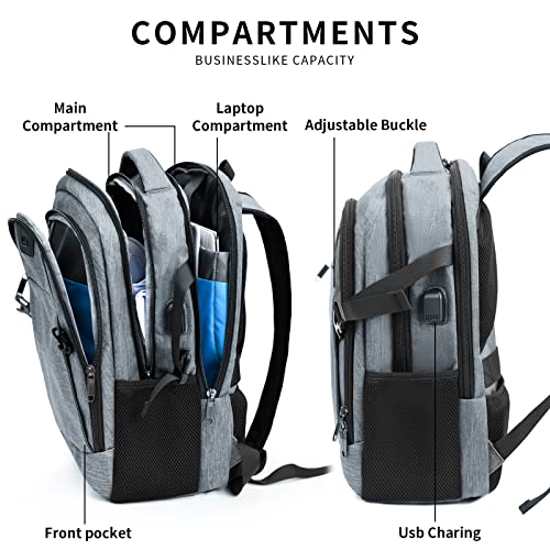 Travel Work Laptop Backpack With USB Charging Port Fits 15.6 15 14 13 Inch Laptop and Notebook Business Anti Theft College Computer Bag Back Pack for Women Men (Dark Gray / 15.6 Inch)