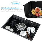 33x22 Black Drop In Kitchen Sink Workstation Stainless Steel Sink (33"L x 22"W x 10"D / Black)