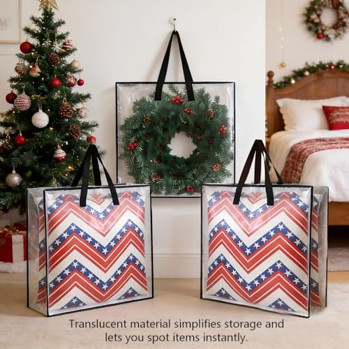 Heavy Duty Clear Wreath Storage Bag & Sturdy Moving Box Alternative (SClear / 6 Pack)