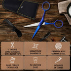 5" Beard & Mustache Scissor with Combs for Men (Midnight Blue)