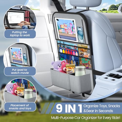 2PACK Car Backseat Organizer with Touch Screen Tablet Holder (Grey)