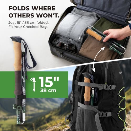 Trek Z Hiking Trekking Poles (Cork Green / 115–135 cm (for Height: 5’5” to 6’5”))