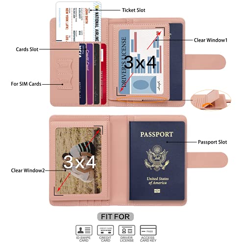 Rfid Passport Holder for Travel women (Black pink)