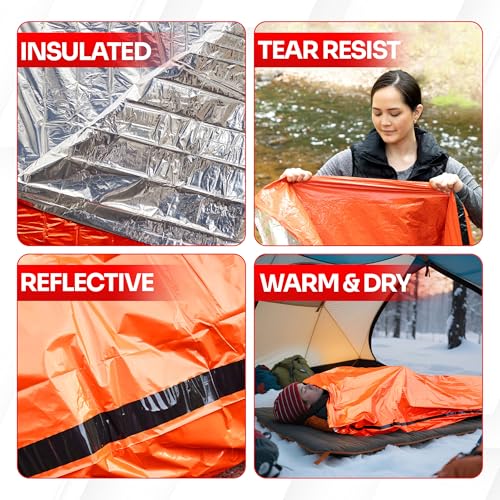 Emergency Sleeping Bag Mylar Thermal Bivy Survival Gear & Supplies Foil ([1 Pack])