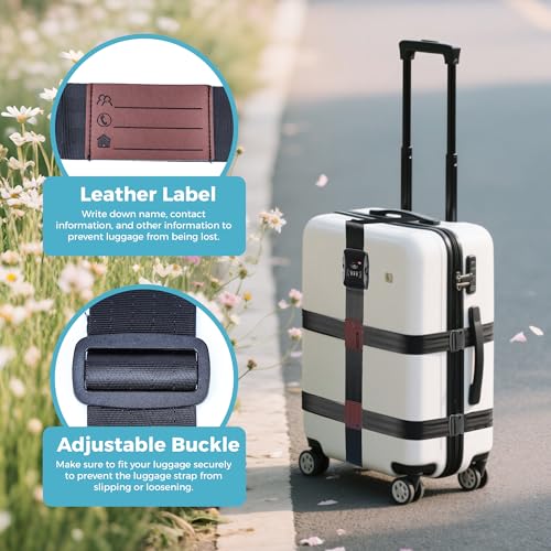 Luggage Straps with TSA Lock (Black 3Pack / Combination Lock Strap)