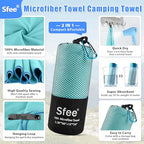 2 Pack Microfiber Travel Towel (L 60"x30"+24"x15" / Mint)