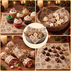 100 Pcs Christmas Wax Paper Sheets for Food Wrapping (Khaki / Christmas Lovely)