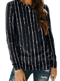 Long Sleeve Shirts for Women Casual Crewneck Tops Basic Tees (XX-Large / Blackdotline)