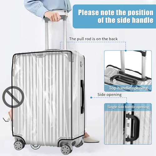 Clear PVC Suitcase Cover Protectors 28 Inch Travel Luggage Cover for Wheeled Suitcase 28'' (28inch / 80%transparent 20%black)