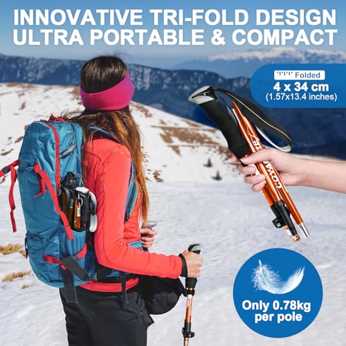 Hiking Poles Collapsible (Orange（110-130cm）)