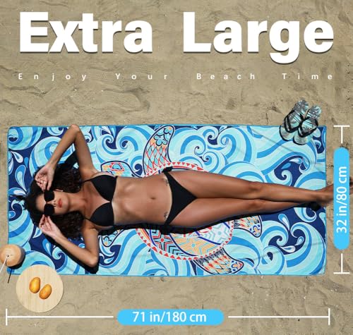 Microfiber Beach Towel (4 Pack Turtle Flamingo Comb / 32x71 Inch)