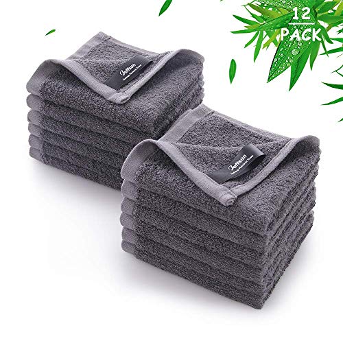 Face Washcloths 12 Pack (Grey / 10x10 inch-12 Pack)