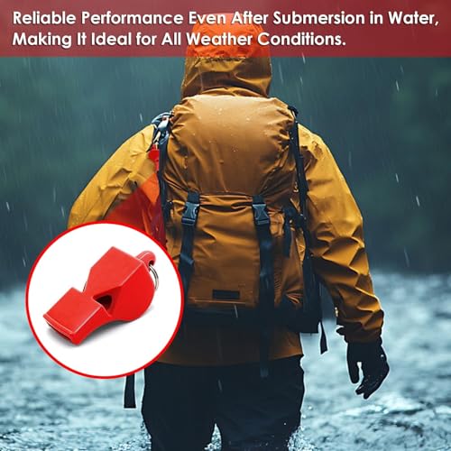 50 Pack Emergency Whistles with Lanyard Red Safety Whistle for Lifeguard Outdoor Emergency Camping Hiking Boating Loud Signaling Whistles