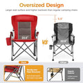 Heavy Duty 550LBS Padded Camping Chairs with Lumbar Support (Red / 2PC)