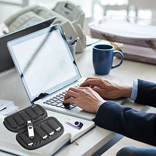 10 Slots Neoprene USB Flash Drive Case with 20 Identification Labels (Black-10Slots)