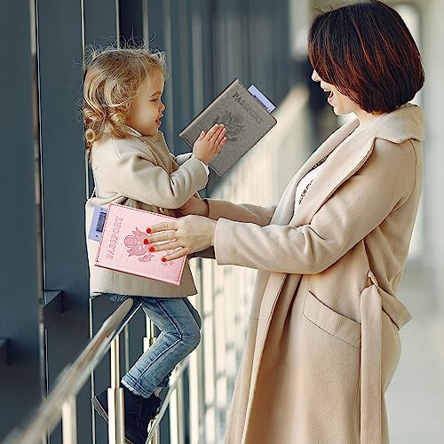 Rose Gold & Gray Passport Holder for Travel (A-rose gold & dark gray / Minimalist)