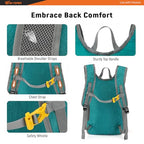 20L Foldable Hiking Backpack Lightweight Packable Travel Daypack with Chest Strap Small Outdoor Folding Back Pack Collapsible Bag for Women Men (Cyan / 20l)