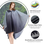 Rain Poncho Jacket Coat Hooded Zipper Style for Women (One Size / Gradient Gray)
