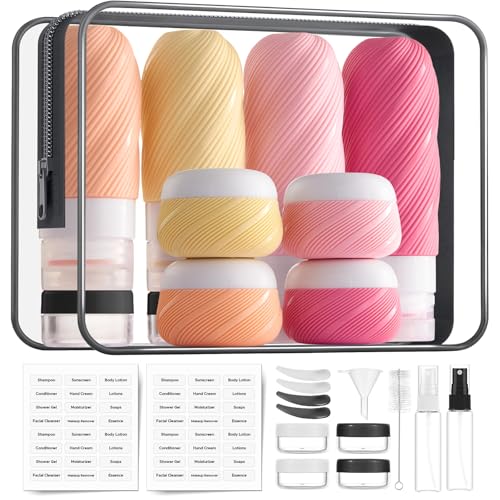 23 Pack TSA Approved Travel Bottles for Toiletries (Pink)