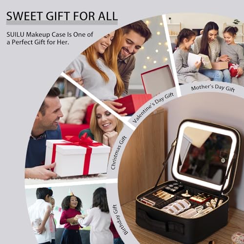 Makeup Bag with Led Mirror (Black-5 / with LED mirror)