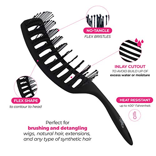 Women's & Men's Wet & Dry Detangler Brush For Styling Wigs & Curly (Gentle Brush / Black)