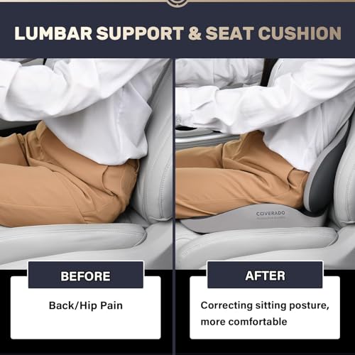 Seat Cushion and Lumbar Support Pillow for Car Office Chair (Gray-2)