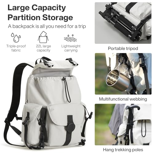 Travel Backpack for Women Men (Light Gray / 18 Inch)