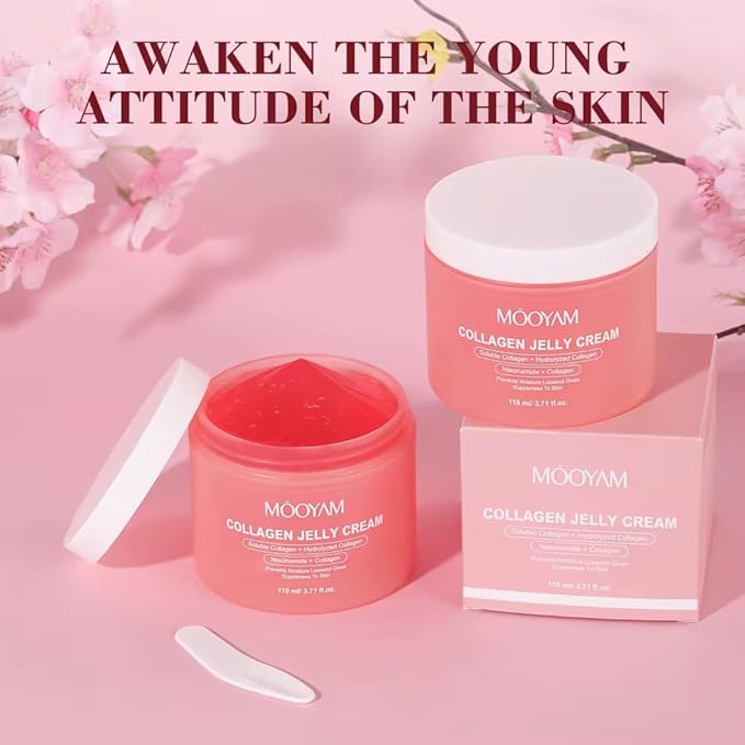 Collagen Jelly Cream - Korean Anti-Aging Face Moisturizer with Niacinamide & Hyaluronic Acid, Hydrolyzed Collagen for Wrinkles & Hydration, 3.71 fl.oz
