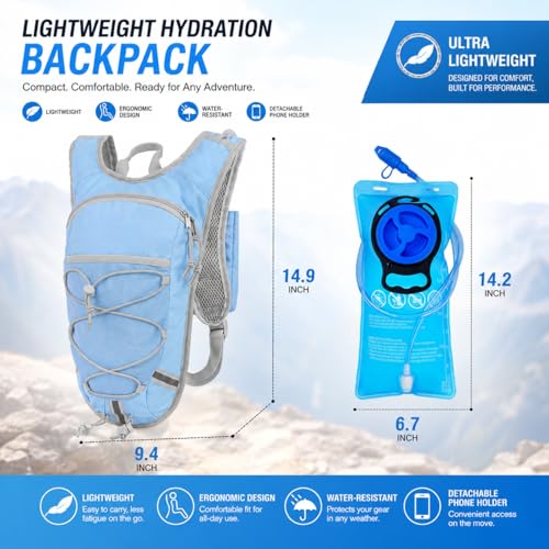 Lightweight Hydration Backpack 2L Water Bladder Pack (Blue / 2L Bladder)