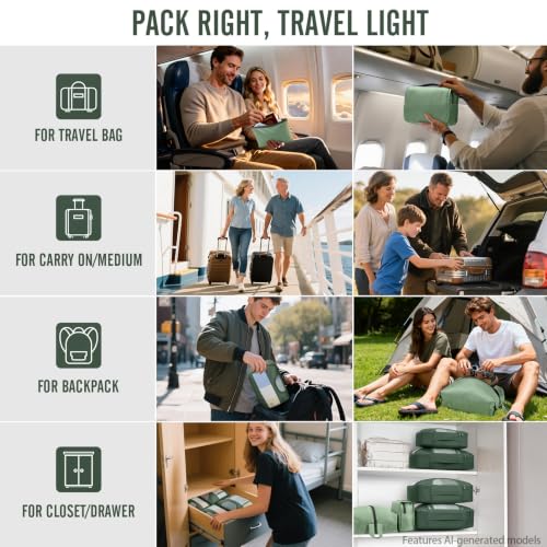 8 Set Packing Cubes for Travel Essentials (07 Jungle Green)