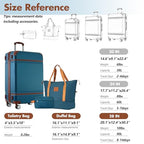 Suitcase Set 28 IN Expandable Luggage with TSA Lock Spinner Wheels (Vintage Luggage / Blue(28+bags))