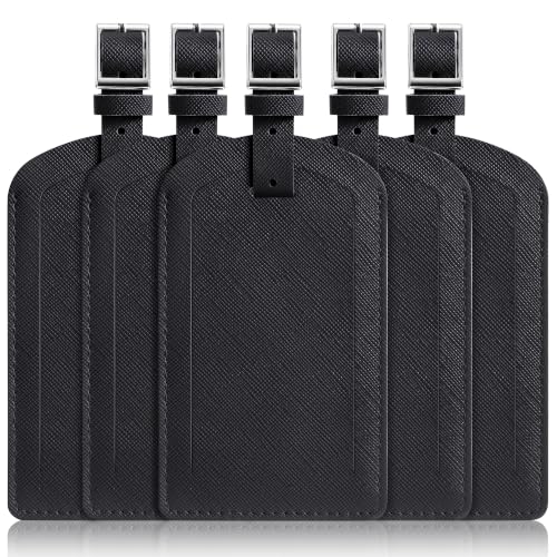 5 Pack Luggage Tags for Suitcases (Classic Black)