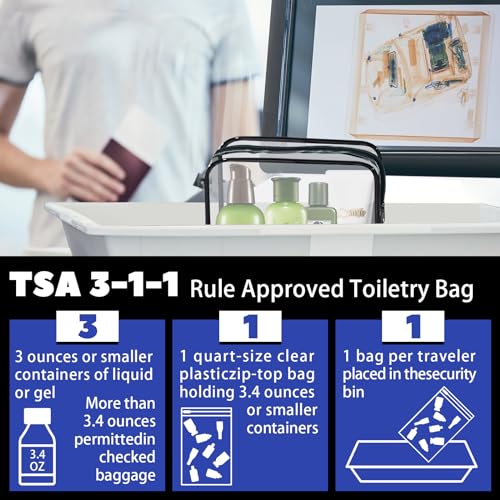 16 Pieces Clear Cosmetic Bags PVC Clear Makeup Bags TSA Approved Toiletry Bag with Zipper Waterproof Vinyl Plastic Organizer Storage Transparent Pouch for Women and Men (16pcs Black S)