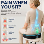 Seat Cushion Memory Foam Chair Cushion for Tailbone Pain Relief (Black / Large)