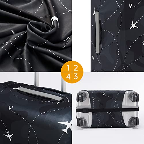 Travelkin Luggage Covers For Suitcase Tsa Approved Suitcase Cover Protector (Air Line BLACK / XL)