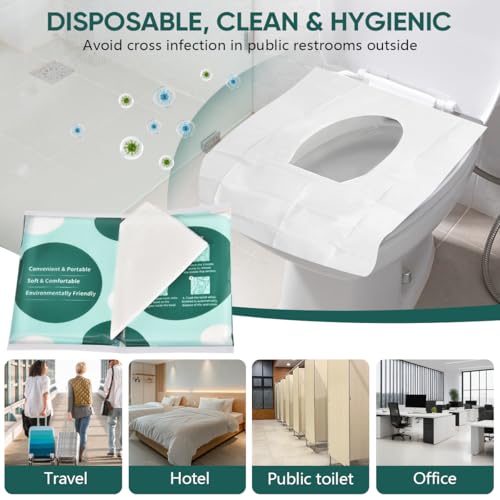 90 Pcs Disposable Flushable Paper Toilet Seat Covers Travel Supplies Essentials for Airplane (9 Pack)