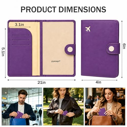 Passport Holder RFID Blocking Travel Wallet (Purple)